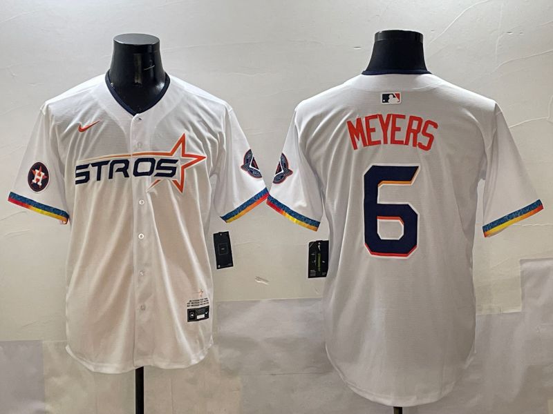 Men Houston Astros #6 Meyers White Four generations Joint Name 2025 Nike MLB Jersey style 9